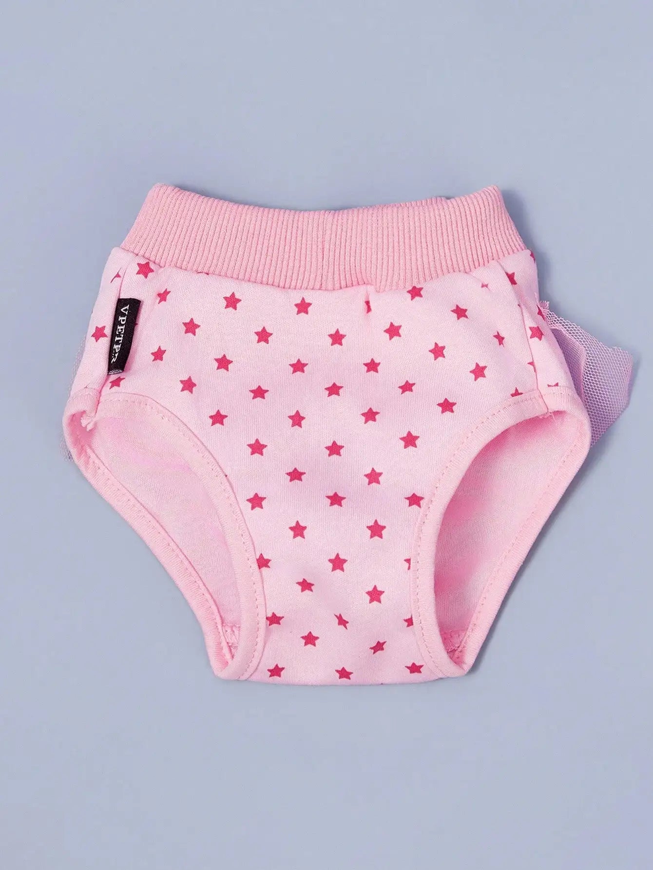 Pink Dog Sanitary Panty, Polka Dot Bow, Mesh Trim