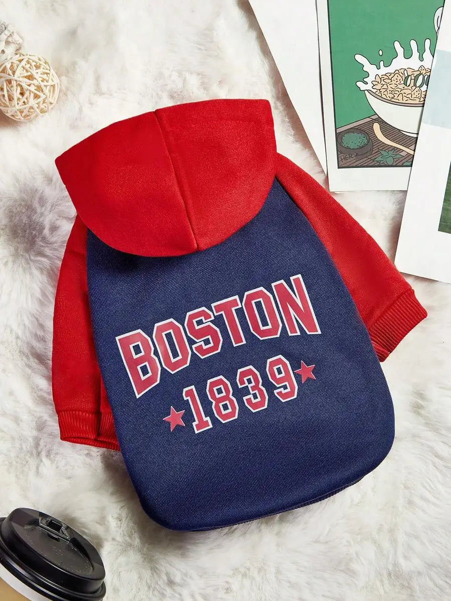 Hooded Sweatshirt, Collegiate-Style Print, Dogs