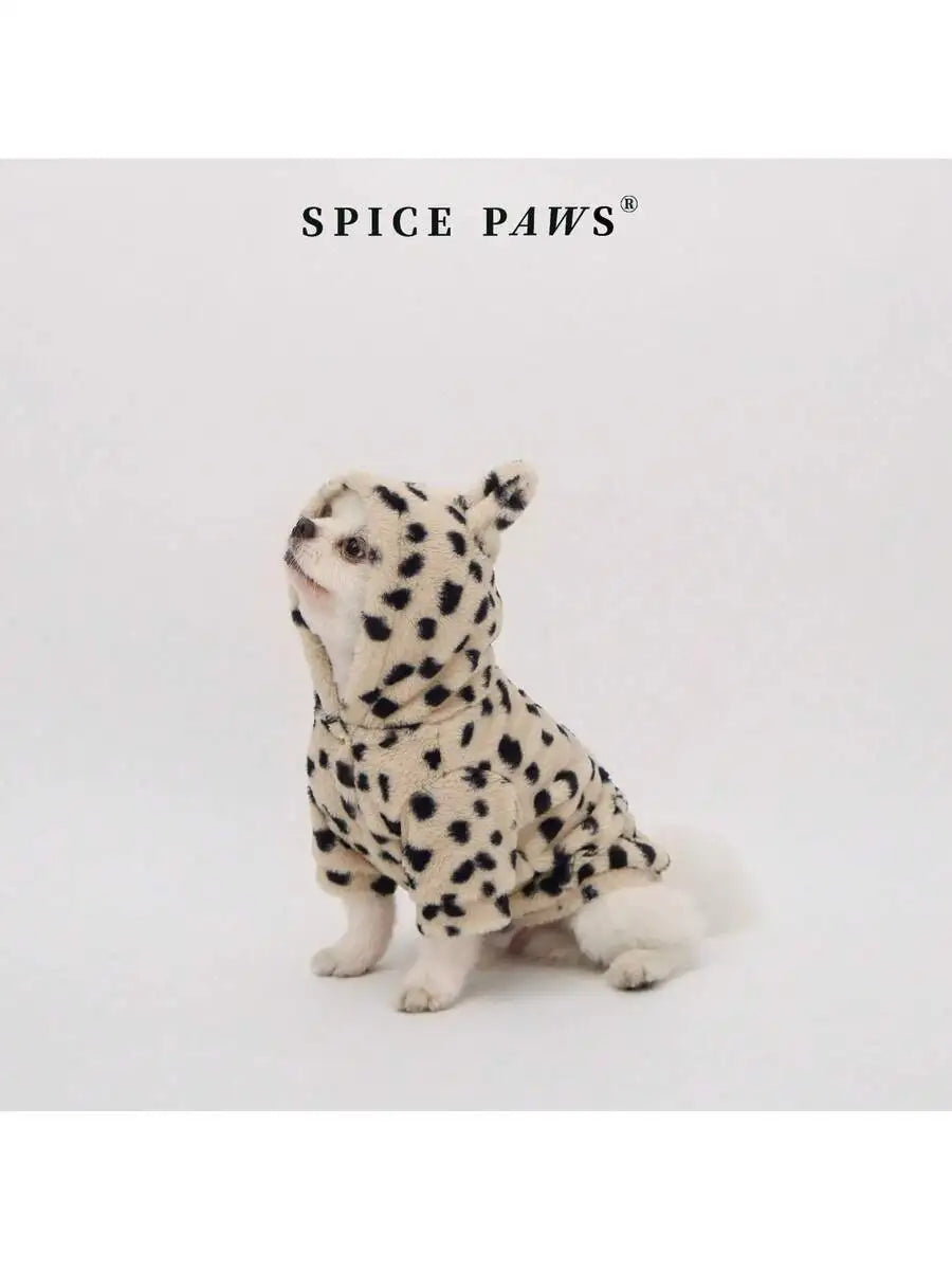Leopard Print Hooded Fleece Sweater, Small to Medium Dogs
