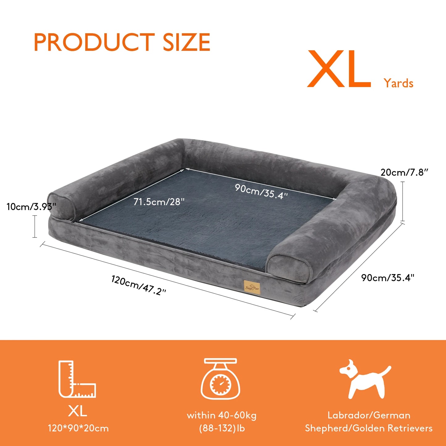 Dog Bed Extra Large, Orthopedic, Removable Washable Cover