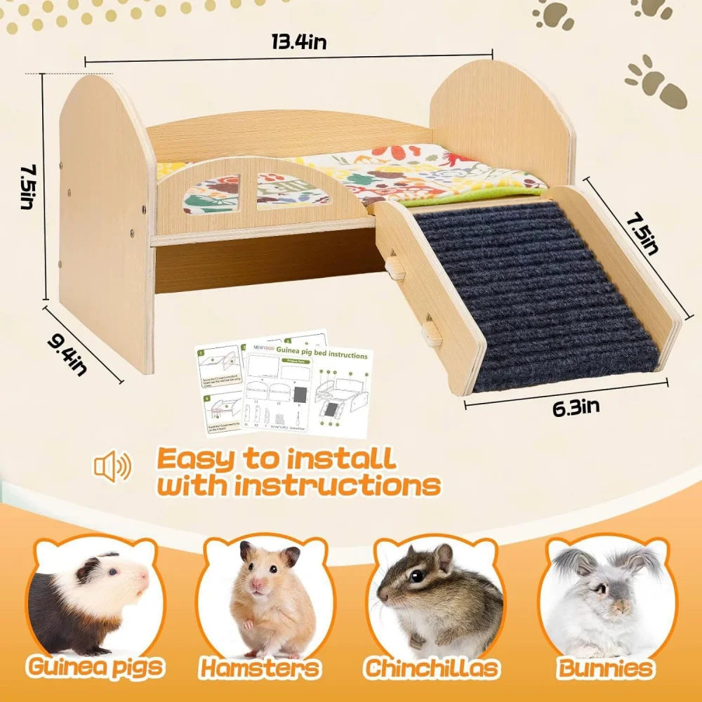 Hideout Platform Wood Bed, Hamsters, Bunny, Chinchillas, Guinea