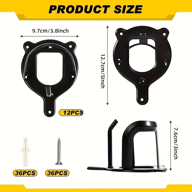 12pcs Black Metal Saddle Racks with Hooks