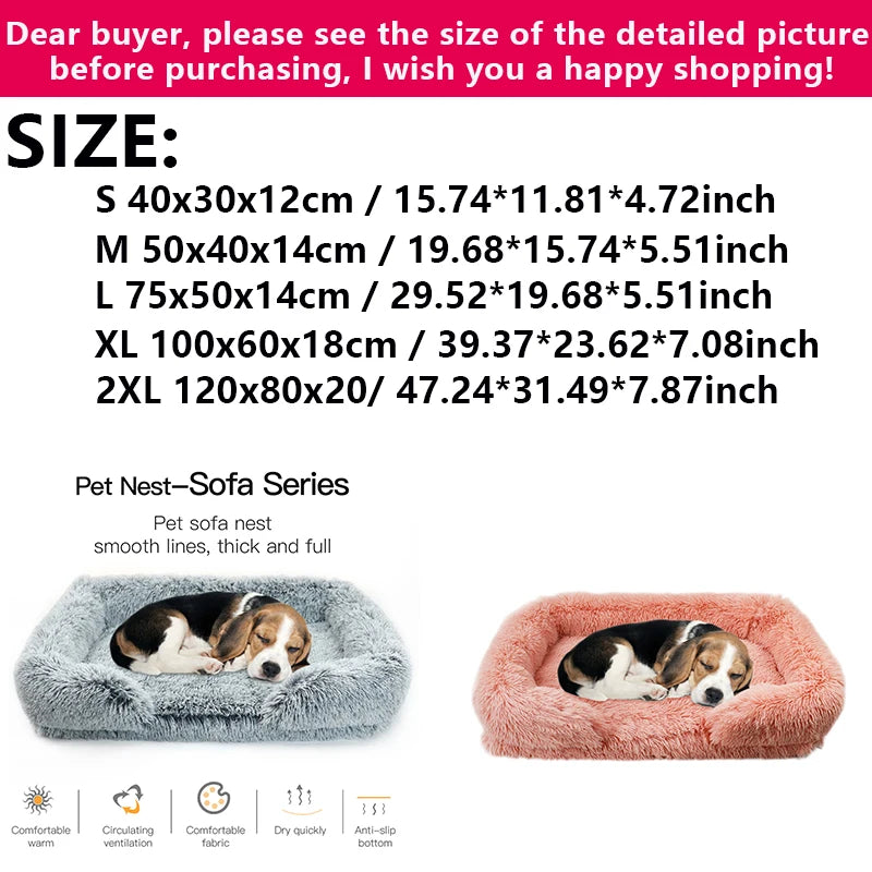 Thickened orthopedic bed, large dogs, washable plush cover