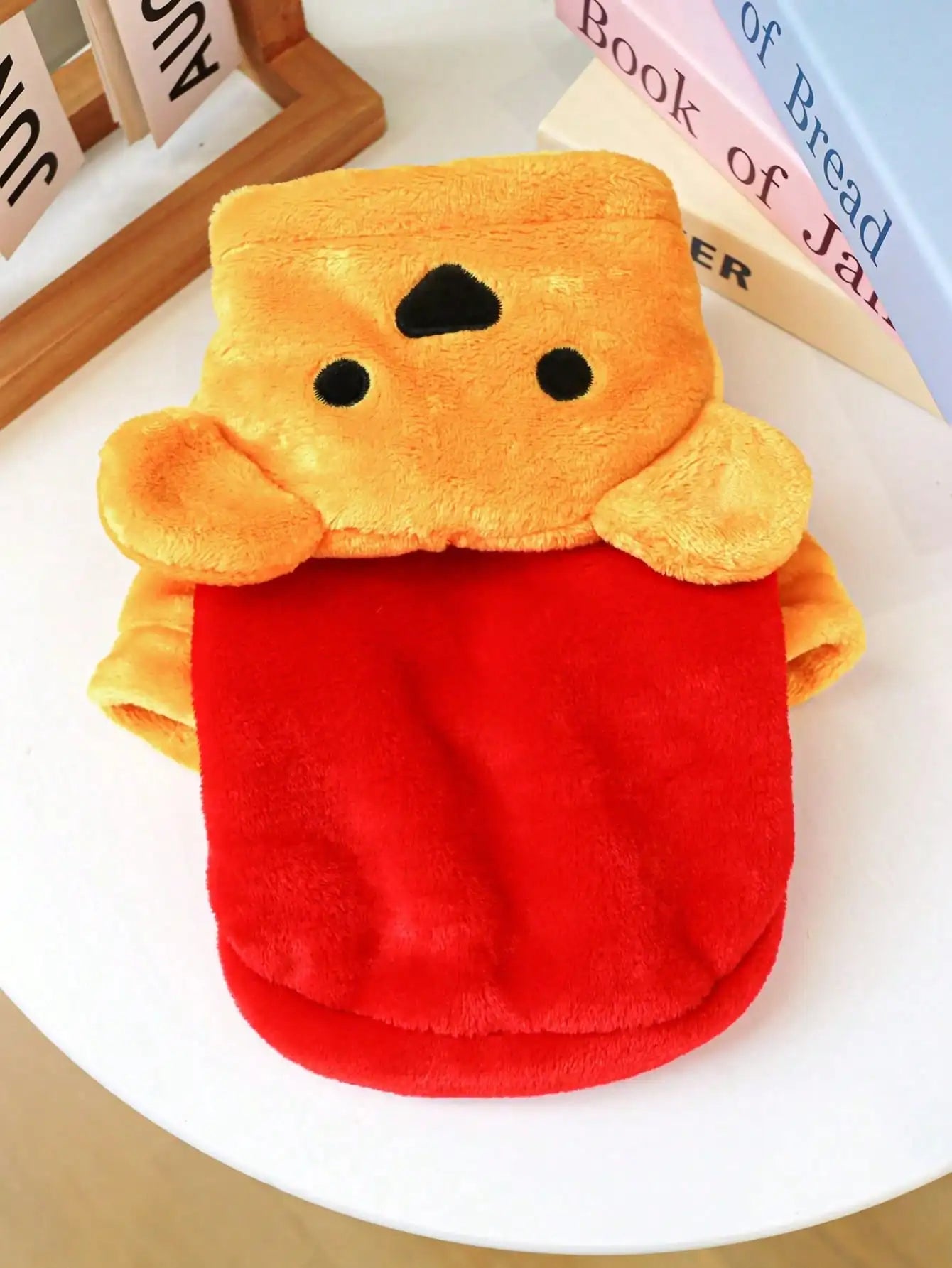 Flannel Hooded Costume, Small Dogs, Cats, Yellow with Red Accent