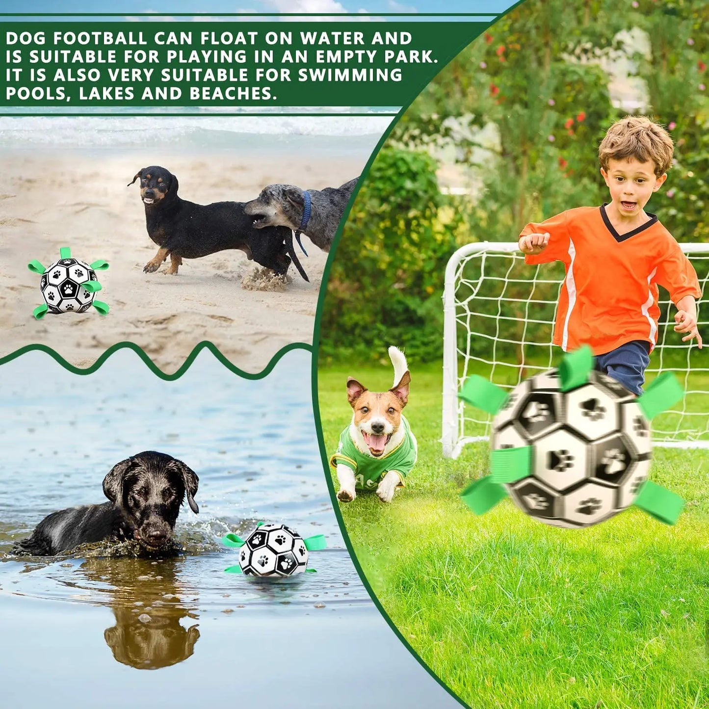 Dog Interactive Pet Football Toys, Grab Tabs