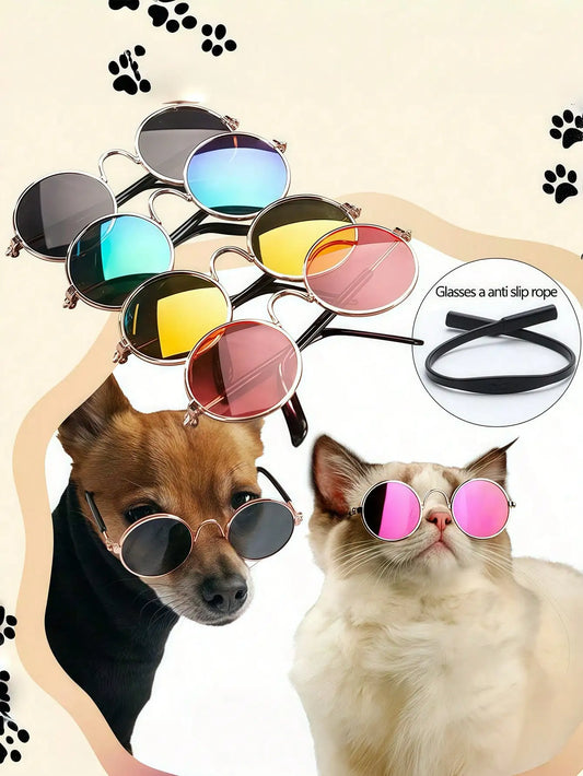 Pet Mini Round Sunglasses with Anti-Slip Strap,