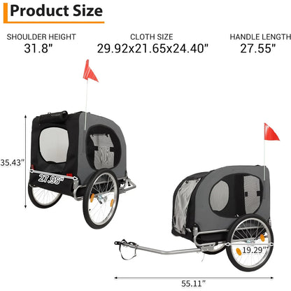 Steel Dog Bike Trailer, Max 40kg, Water Resistant