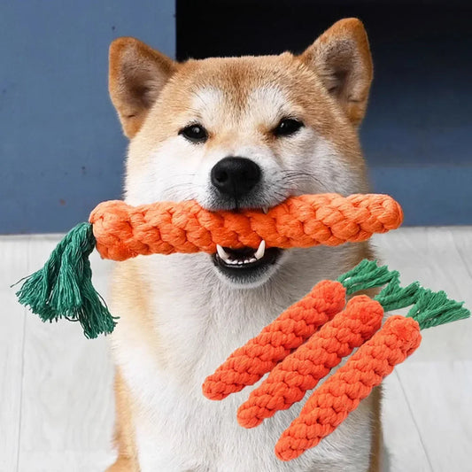 Dog Toy, Safe Durable, Braided Rope Carrot Chew Toy