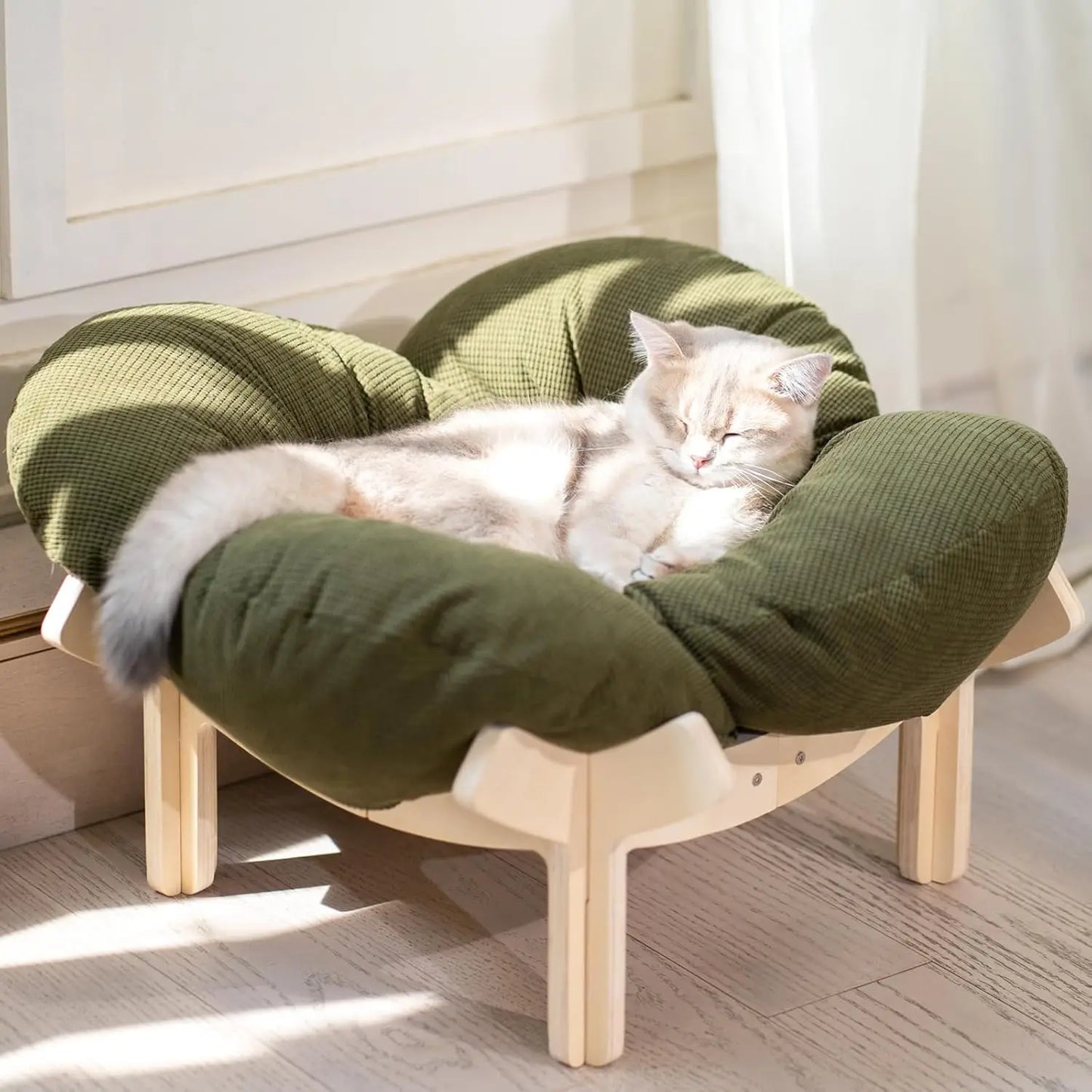 Green Fluffy Lounge Chair for Cats, Puppies