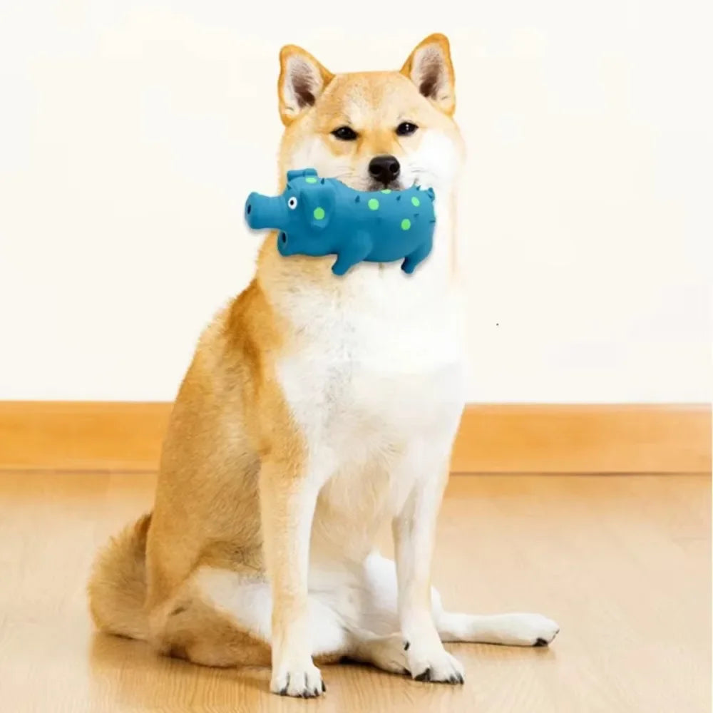Fun natural latex spotted pig voice dog toy bite resistant and teeth cleaning interactive pet toy
