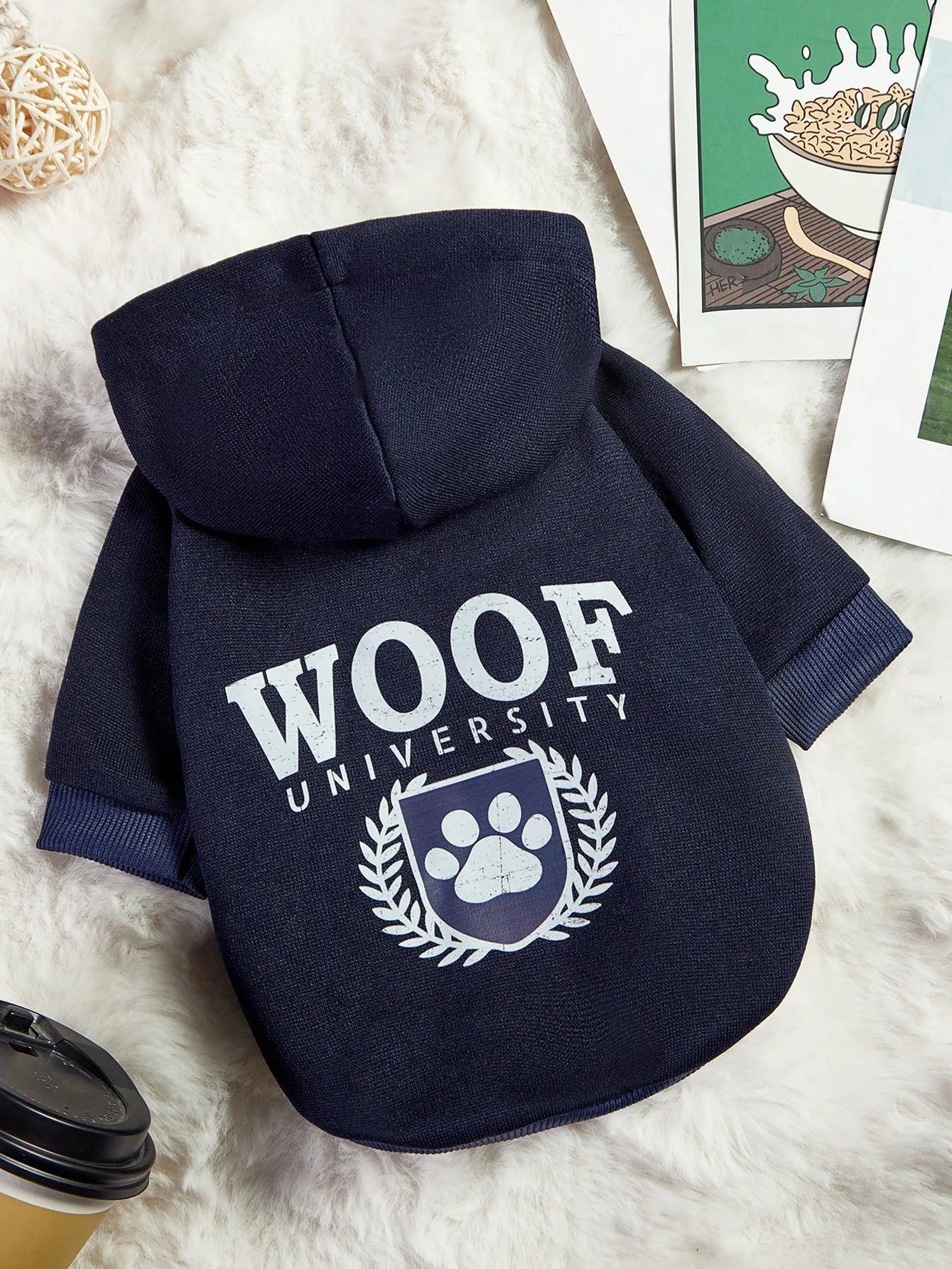 Hooded Sweatshirt, Collegiate-Style Print, Dogs