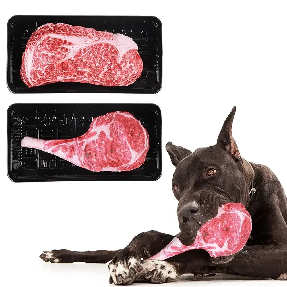 Squeaky Bone, Dog Toy Steak,