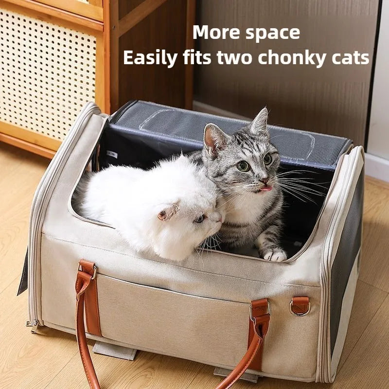 Pet Carrier with Wheels, Foldable Trolley, Cats & Dogs