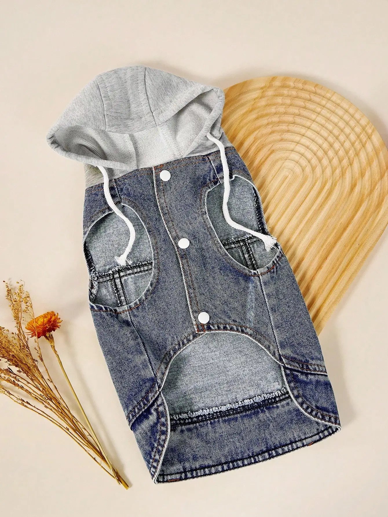 Denim Hooded Vest, For Small Dogs