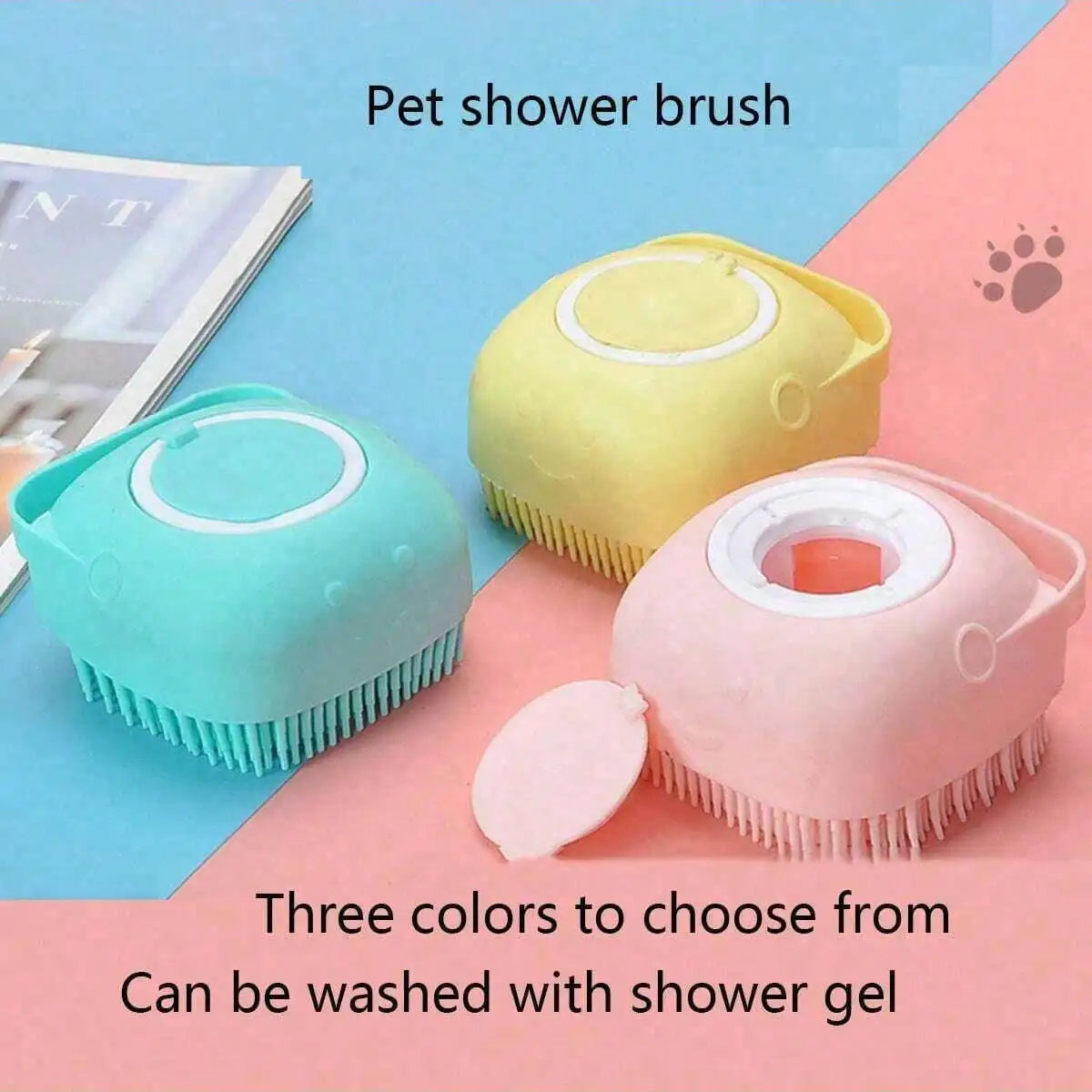 1pc Pet Bath Brush with Shampoo Dispenser, For Dogs Cats