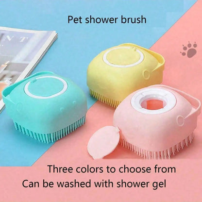 1pc Pet Bath Brush with Shampoo Dispenser, For Dogs Cats