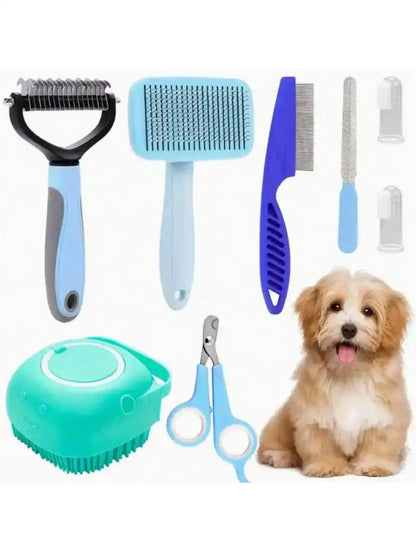 Dog Grooming Kit,  Nail Clippers, Flea Comb, Brush & Shampoo Tool