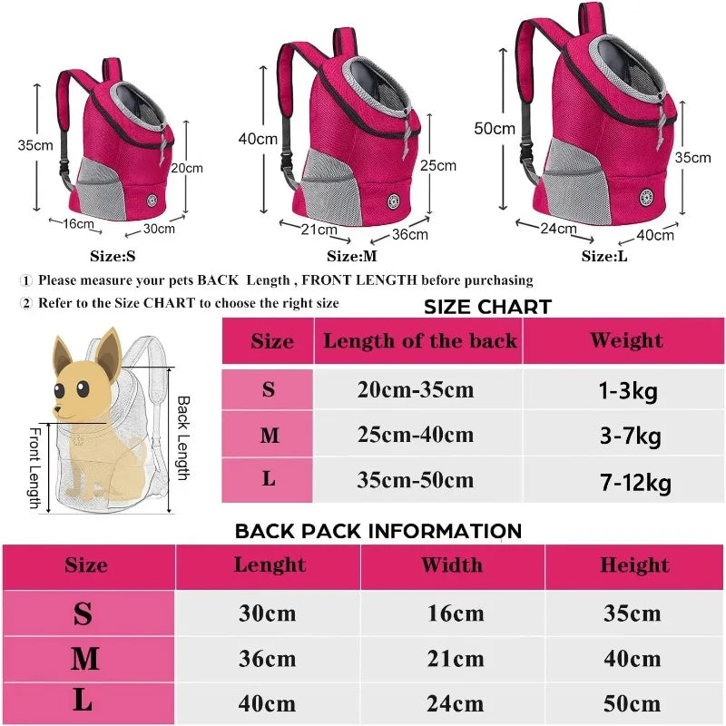 Pet Backpack Travel Bag Breathable Safety Reflective Strips