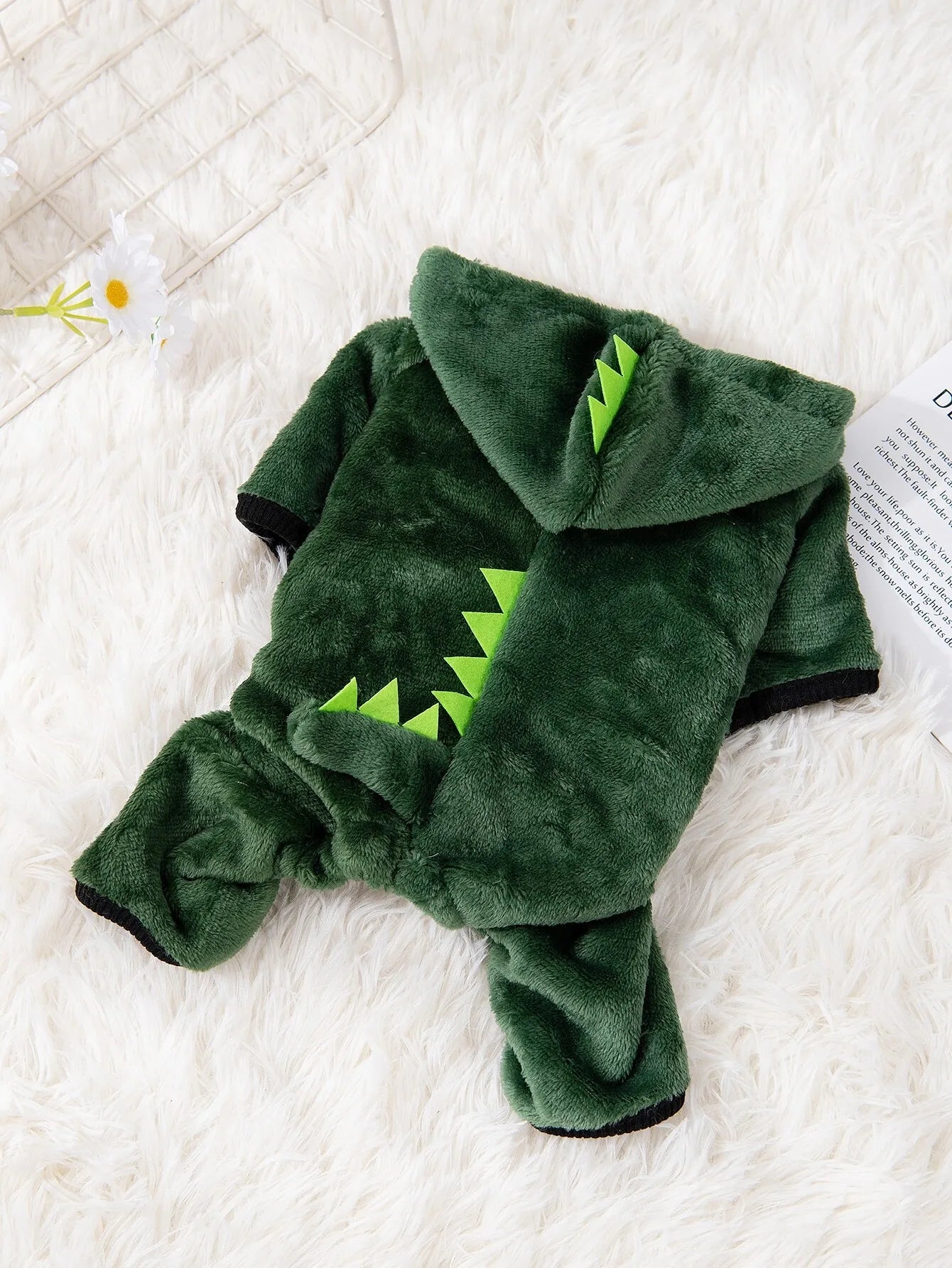 Green Dinosaur-Style Hooded Fleece Costume,  Small Dogs