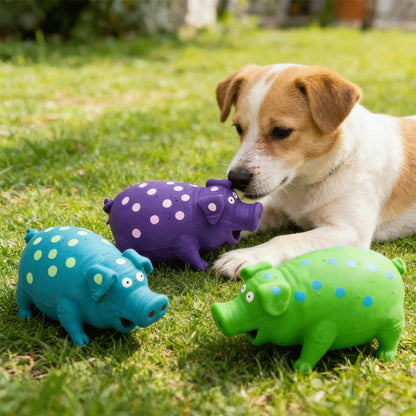 Fun natural latex spotted pig voice dog toy bite resistant and teeth cleaning interactive pet toy