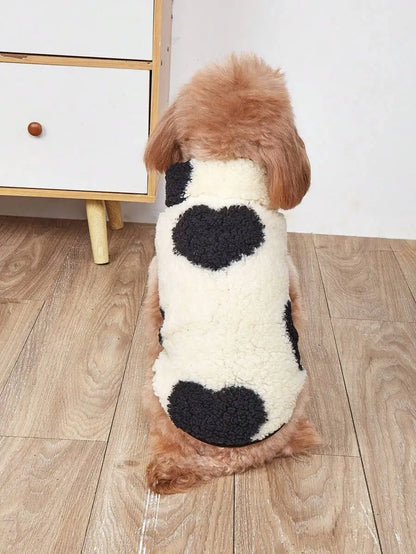 Sherpa Vest, Black Spot Pattern, Warm Winter Coat, Dogs, Cats