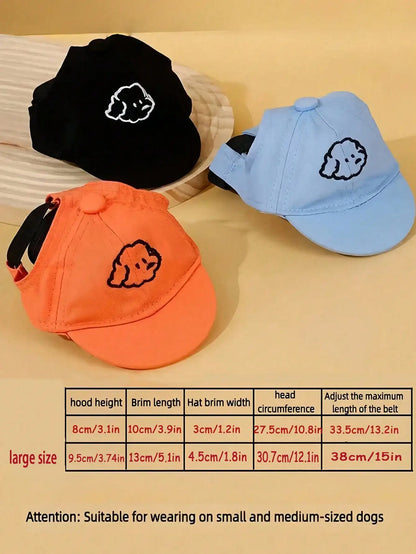 Adjustable Baseball Cap with Embroidered Dog Face