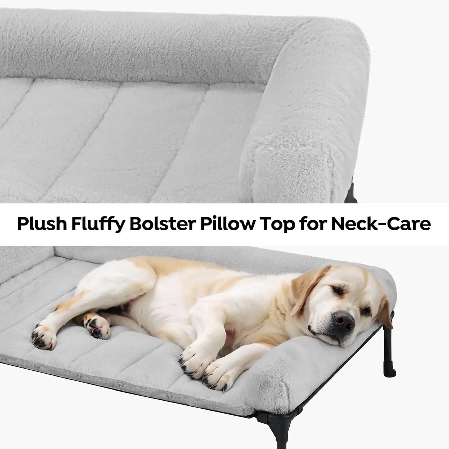 Elevated Orthopedic Dog Bed, Washable Mat, Non-Slip Feet, Grey