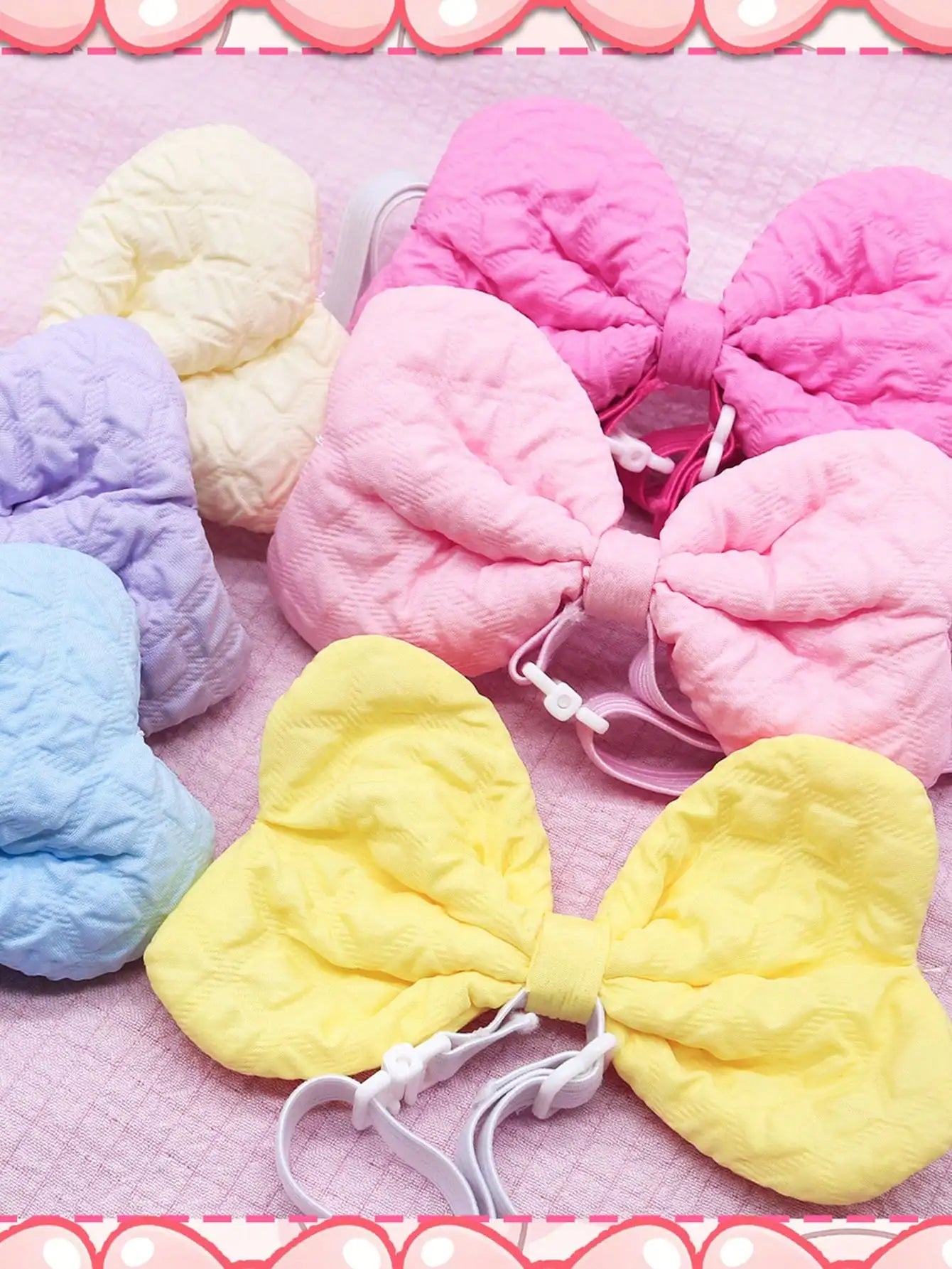 3/10 Pcs Quilted Bow Hair Bands, Dogs & Cats