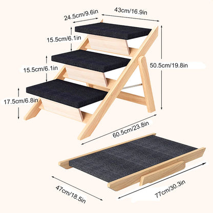 Foldable Outdoor Non-slip Dog Stair, Carpeted