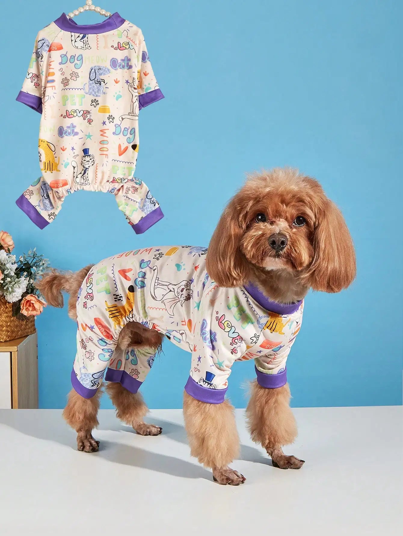 Dog Pajamas - Soft Stretchy 4-Legged Sleepwear for Small to Medium Dogs
