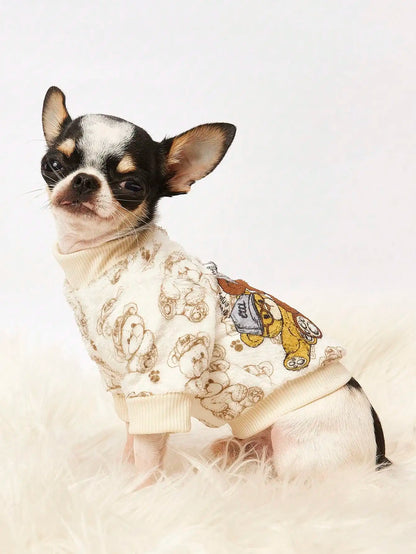 Sweatshirt with Bear Print Design, Winter