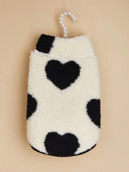 Sherpa Vest, Black Spot Pattern, Warm Winter Coat, Dogs, Cats