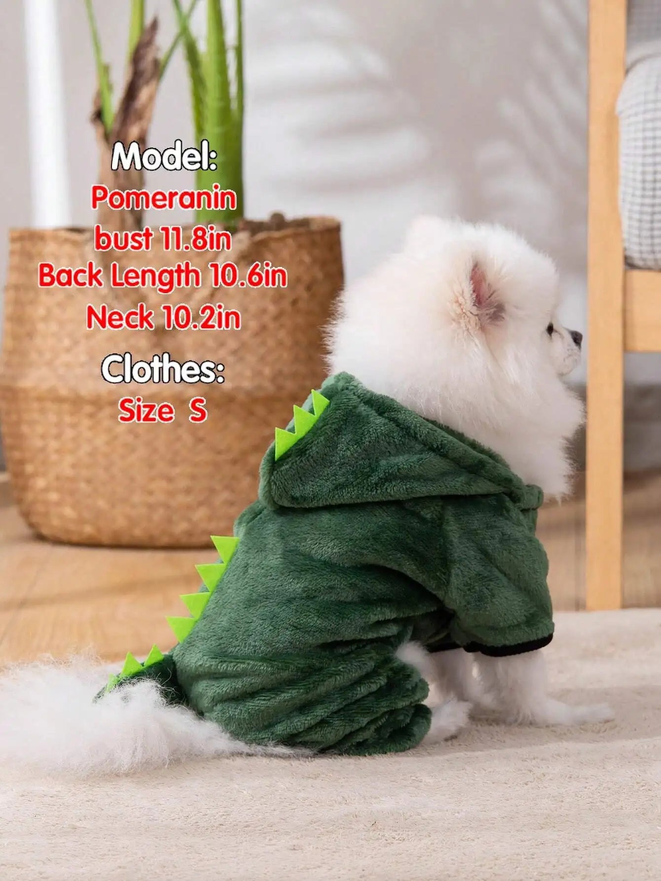 Green Dinosaur-Style Hooded Fleece Costume,  Small Dogs