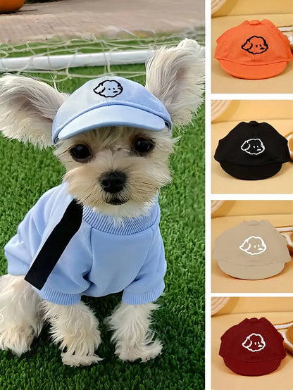 Adjustable Baseball Cap with Embroidered Dog Face