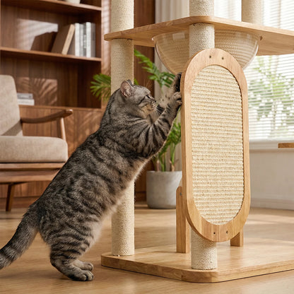 Rubber Wood Cat Climbing Frame, Scratching Posts