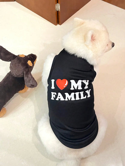Black Vest with 'I ❤️ MY FAMILY' Print for Dogs & Cats