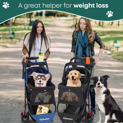 Portable Dog- Cat Stroller, 3 Wheels, Foldable