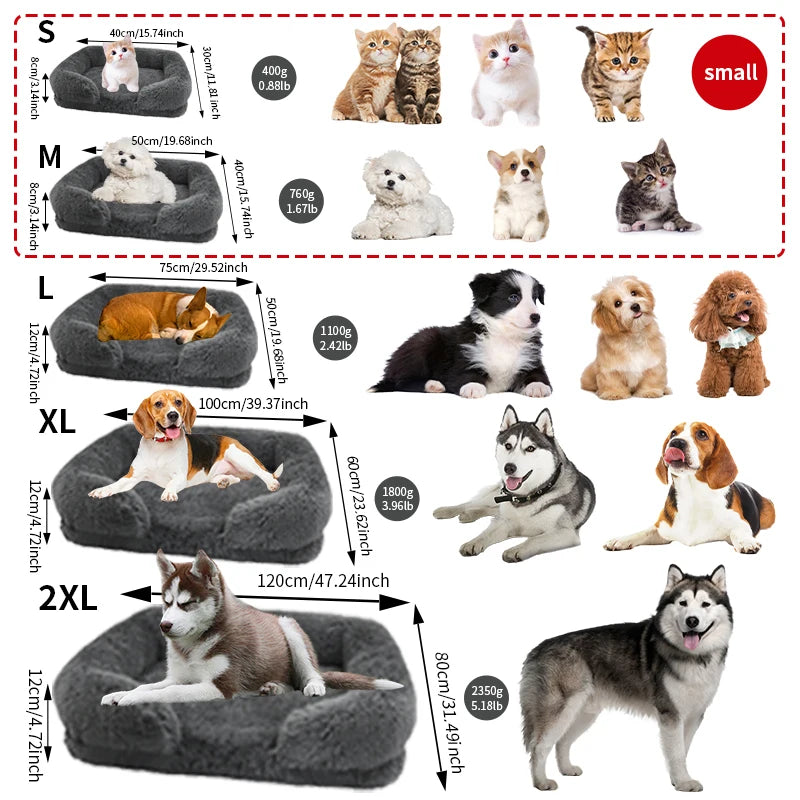 Thickened orthopedic bed, large dogs, washable plush cover