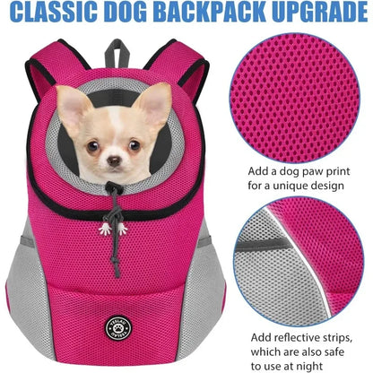 Pet Backpack Travel Bag Breathable Safety Reflective Strips