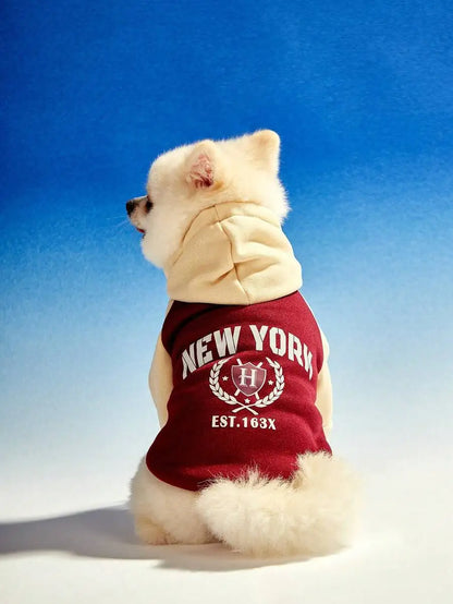 Hooded Sweatshirt, Collegiate-Style Print, Dogs