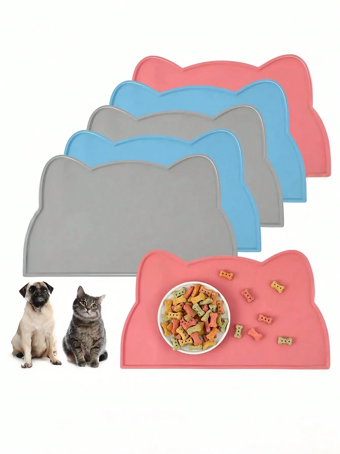 Waterproof, Anti-Slip, Leak-Proof,  Silicone Feeding Mat, Dogs Or Cats