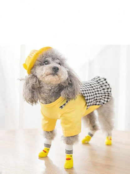 4pcs Non-Slip Warm Dog Socks