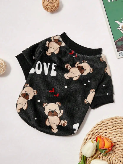 Heart Print Crew Neck Sweater for Dogs Cat