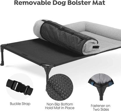 Elevated Orthopedic Dog Bed, Washable Mat, Non-Slip Feet, Grey
