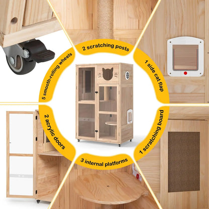 Wooden Cat House ,Customized, Scratching Posts, Ventilation,