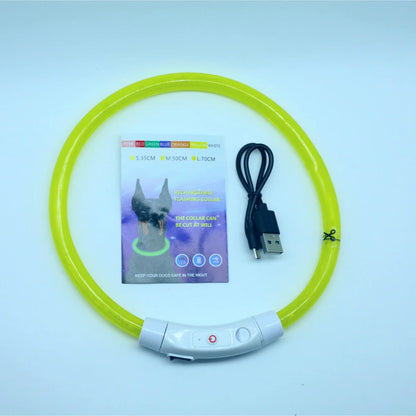 USB Rechargeable, LED Glow Collar, Night Safety, Dogs, Cats