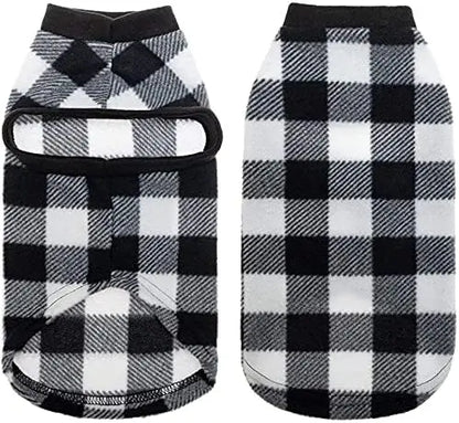 EXPAWLORER Plaid Cat Sweater Warm Fleece Hoodie Vest for Cats Small Dogs Fall Winter Coat Pullover Buffalo Check Clothing