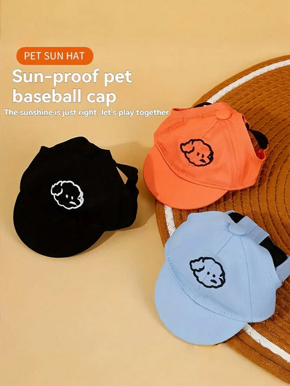 Adjustable Baseball Cap with Embroidered Dog Face