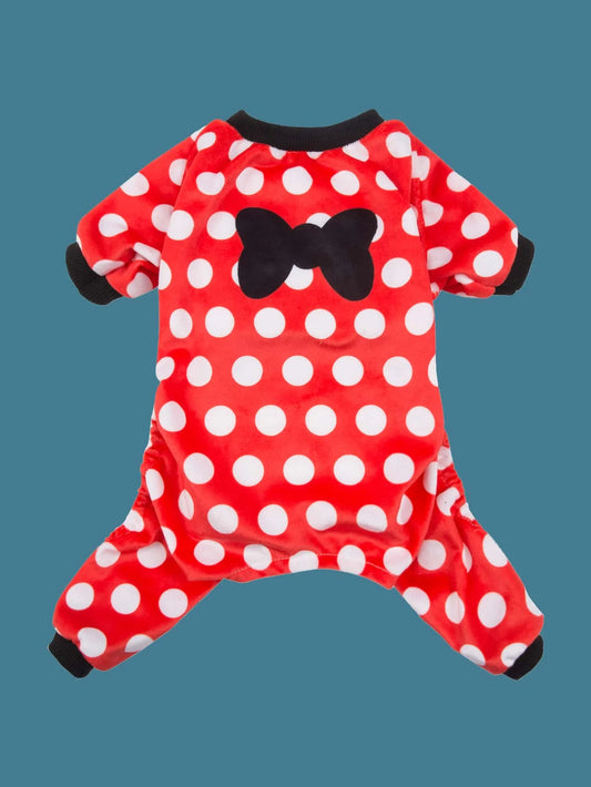 Red Polka Dot Bow-Back Pajamas, Small or Medium Dogs