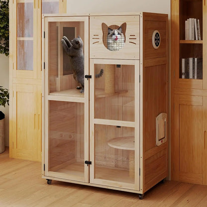 Wooden Cat House ,Customized, Scratching Posts, Ventilation,